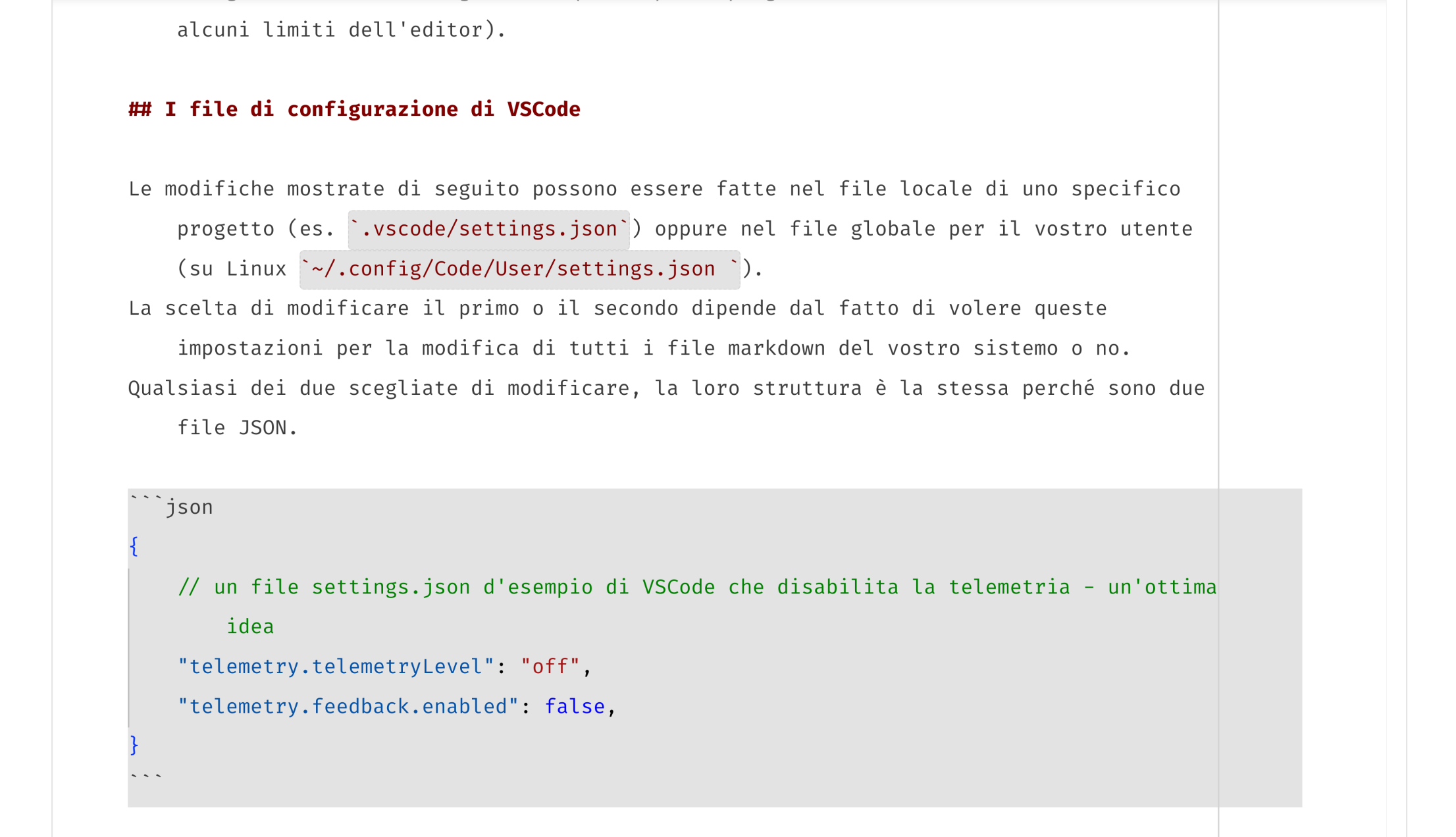 VSCode Markdown configurazione per scrivere