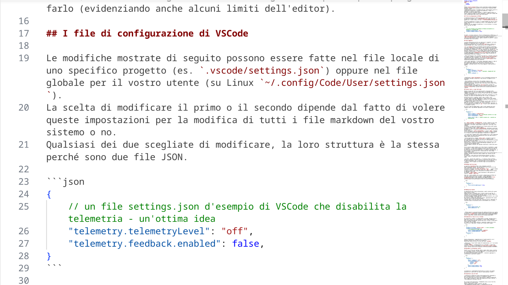VSCode Markdown configurazione default
